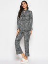 White black printed top pant set