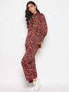 Red boho printed top pant set