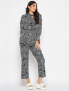 White black printed top pant set