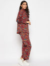 Red boho printed top pant set