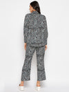 White black printed top pant set