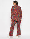 Red boho printed top pant set