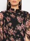 Black floral dress with enlongated sleeves