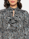 White black printed top pant set