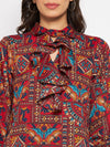 Red boho printed top pant set