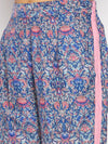 Blue printed blazer look shirt pant set