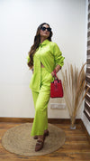 Lime Green Shirt Pant Co-ord Set