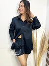 Black Shirt Shorts Co-ord Set