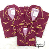 Maroon Dinosaurs Printed Nightsuit for Kids