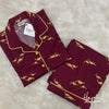 Maroon Dinosaurs Printed Nightsuit for Kids