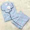 Light Blue Flamingo Printed Nightsuit for Kids