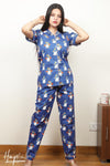 Royal blue unicorn printed nightwear