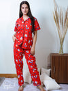 Red Unicorn Printed Nightsuit