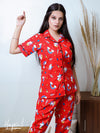 Red Unicorn Printed Nightsuit