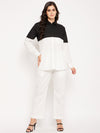 Black white colour block shirt pant set