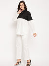 Black white colour block shirt pant set